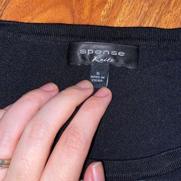 Spence Knits 3/4 Sleeve Sweater Black and White Stripes - Picture 3 of 4